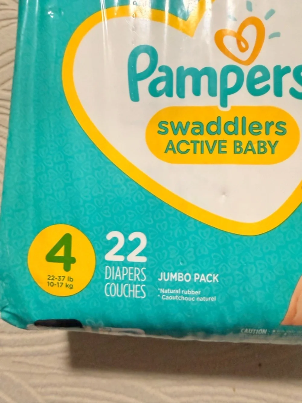 Pampers Swaddlers Active Baby Size 4 - Teal & Yellow Packaging